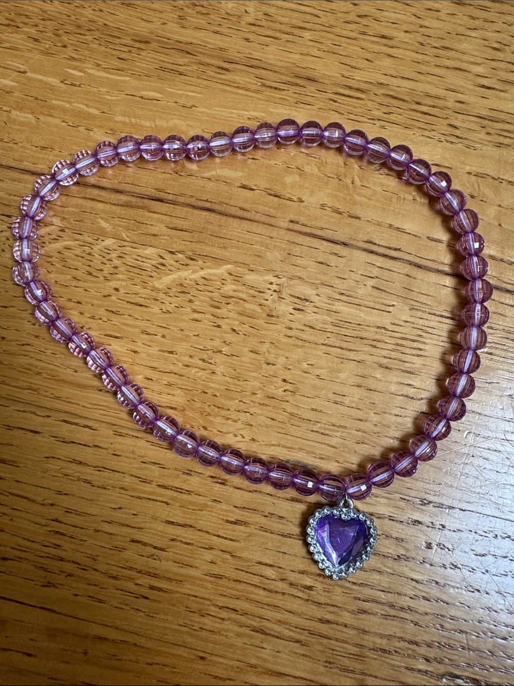 Disney Sofia the First Purple Beaded Necklace with Heart Charm